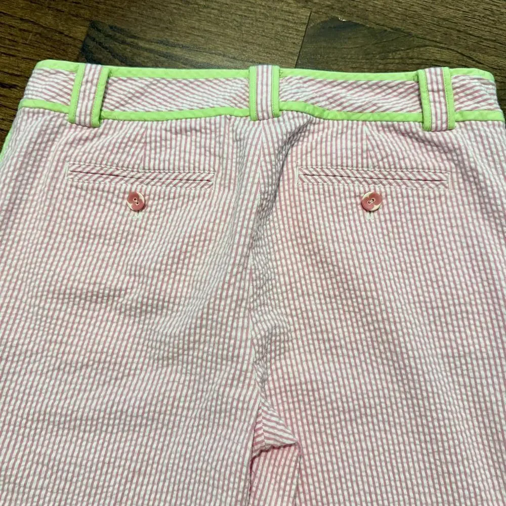 Lilly Pulitzer NADIA CAPRI Pink & White Stripped Seersucker Capri Pants Size 4 - Picture 4 of 5